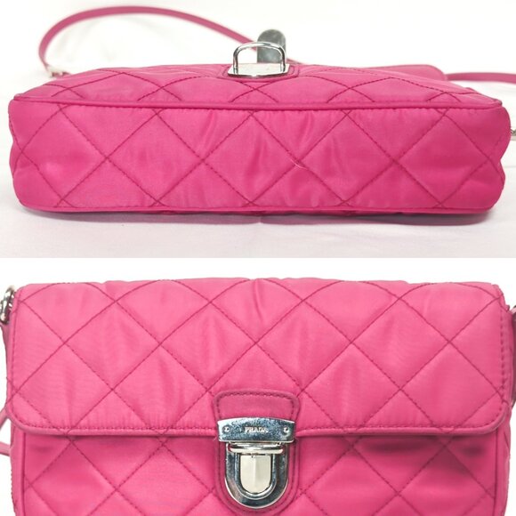 PRADA Tessuto Impunto Crossbody Shoulder Bag - Ibisco Pink - Picture 6 of 15